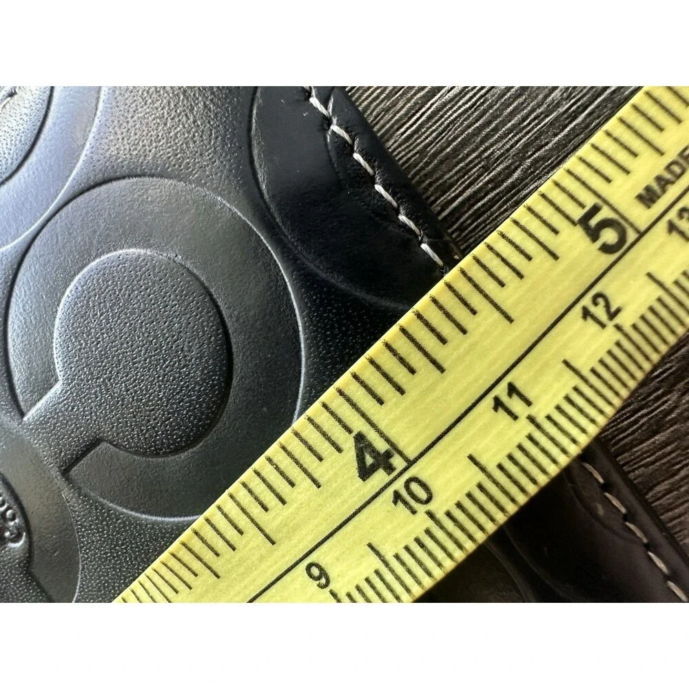Authentic Coach Mens Black Leather Op Art Embossed Bifold Wallet